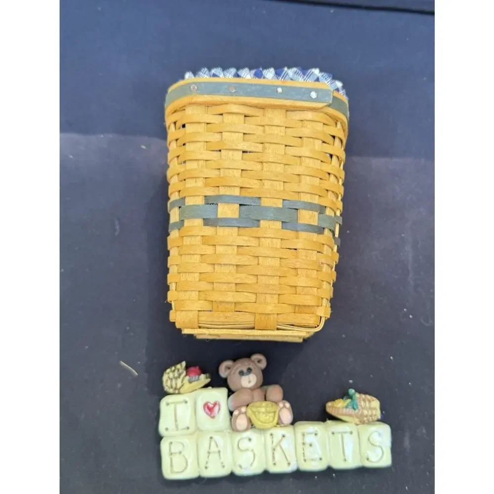 Longaberger 1997 Waste Basket Combo J W Collection Miniature Complete & Figurine